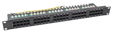 ISDN Patchpanel 19" 1HE 50Port, ungeschirmt, Cat.3, schwarz
