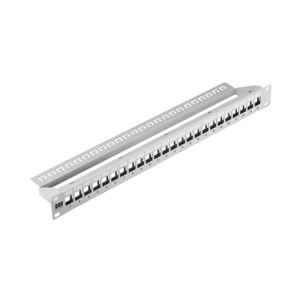 Verteilerfeld 19" 1HE, 24-Port, Metall, metallfarben