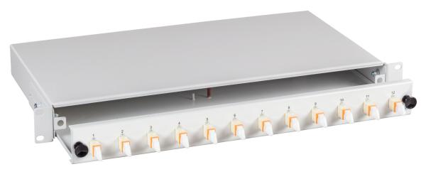 spleissbox E2000-APC 9/125 OS2 ausziehbar 24 Pigtails abgesetzt/24 Kuppl.