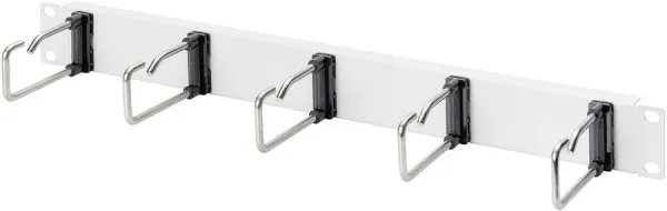 19" Kabelmanager 1HE - frontseitig, 5x Metall Kabelbügel 44 x 55mm